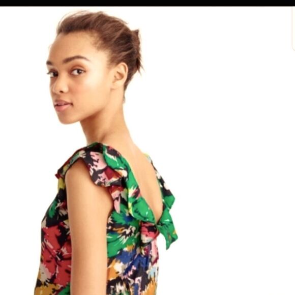 J CREW SILK Flutter Sleeve Floral Top - Picture 2 of 13